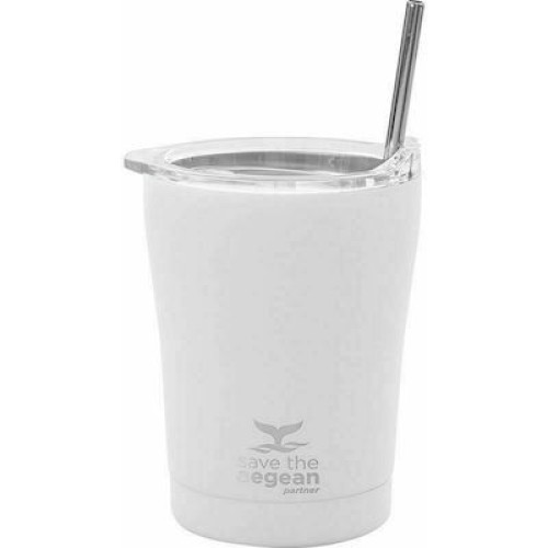 ISOTHERMIC CUP  01-12434 WHITE 350ml ΜΕ ΑΝΟΞΕΙΔΩΤΟ ΚΑΛΑΜΑΚΙ